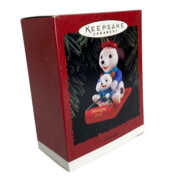 Hallmark Grandpa 1996 Ornament with Dalmatians On A Sled - Picture 5 of 8